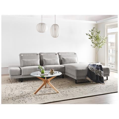 Divano Angolare 4 Posti Ikast Tessuto Grigio Chiaro Lato Sinistro - Foto 1