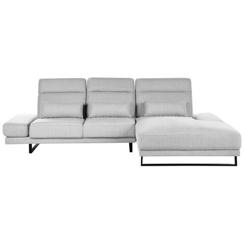 Divano Angolare 4 Posti Ikast Tessuto Grigio Chiaro Lato Sinistro - Foto 2
