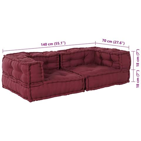 Pouf Modulare Marrone Rossiccio 140x70x36 in Tessuto - Foto 8