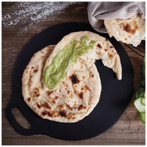 Victoria 38526 Piastra Per Grigliare Ghisa A Induzione Per Pizza, Budare 38cm Per Fuoco, Forno  Nero - Foto 2