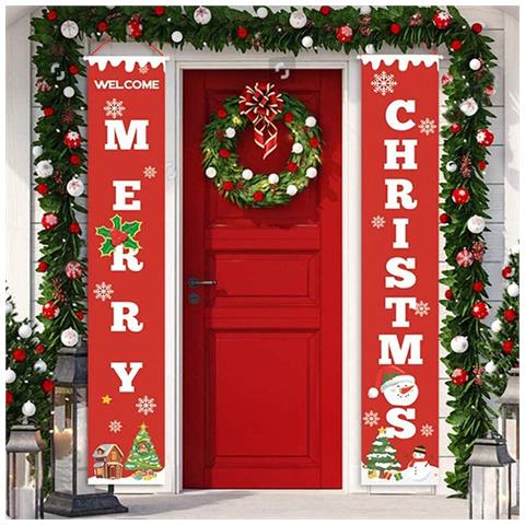 Banner Festivo Rosso ""buon Natale"" - Decorazione Ideale Per Le Feste 35x188cm - Foto 1