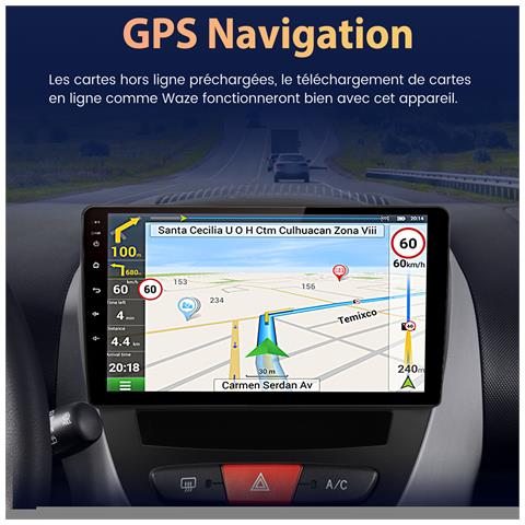 10 Pollici Autoradio Carplay Per Peugeot 107, Toyota Aygo, Citroën C1 (2005-2014), Android 13 Car Radio Con Cornice Navigazione Gps Bluetooth Wi-fi Fm Rds Comandi Al Volante - Foto 2