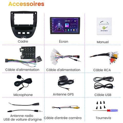 10 Pollici Autoradio Carplay Per Peugeot 107, Toyota Aygo, Citroën C1 (2005-2014), Android 13 Car Radio Con Cornice Navigazione Gps Bluetooth Wi-fi Fm Rds Comandi Al Volante - Foto 7