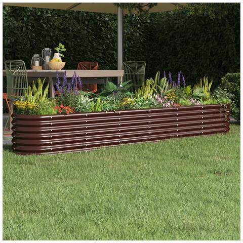 Letto Giardino Acciaio Verniciato A Polvere 260x40x36cm Marrone - Foto 6