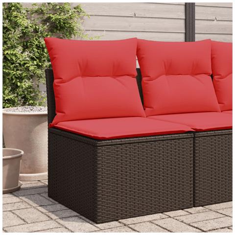 Sedia Giardino Senza Braccioli con Cuscini Polyrattan Marrone - Foto 2