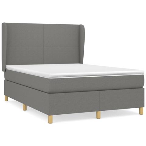 Giroletto a Molle con Materasso Grigio Scuro 140x190 cm Tessuto - Foto 1