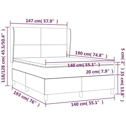 Giroletto a Molle con Materasso Grigio Scuro 140x190 cm Tessuto - Foto 7