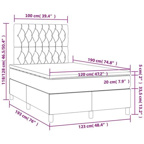 Giroletto a Molle con Materasso Tortora 120x190 cm in Tessuto - Foto 9