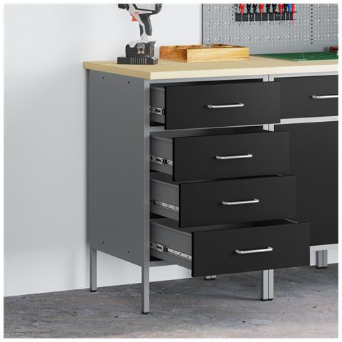 Armadio da lavoro  Nero 50x55x85 cm Acciaio - Foto 2