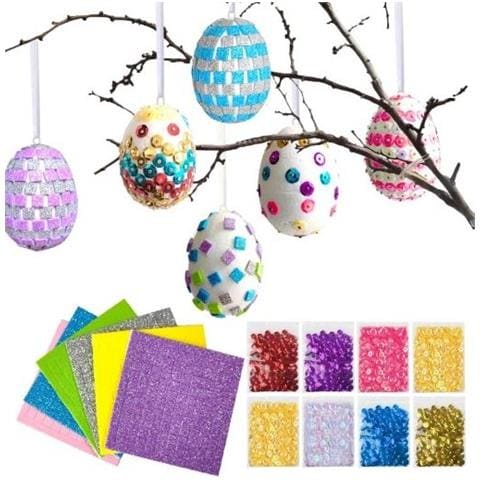 Set Decorativo Pasquale Uova Di Polistirolo Paillettes Adesivi 20 - Foto 1