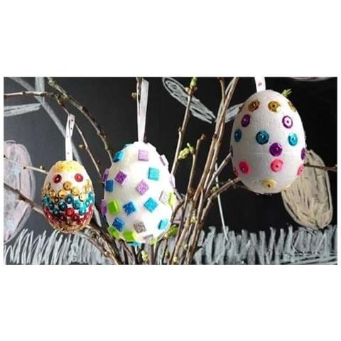 Set Decorativo Pasquale Uova Di Polistirolo Paillettes Adesivi 20 - Foto 2