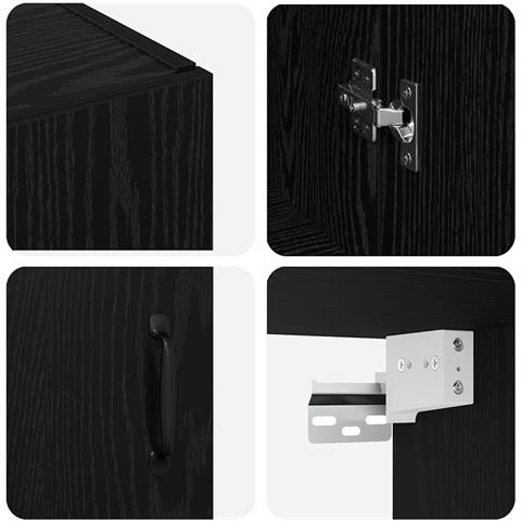 Armadio pensile Rovere nero 69.5 x 34 x 90 cm Legno multistrato - Foto 9