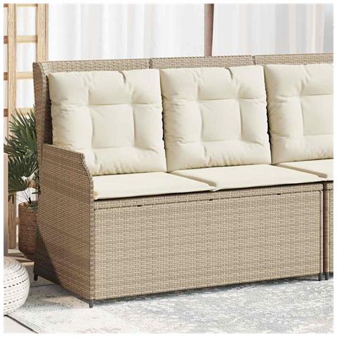 Panca Reclinabile da Giardino con Cuscini Beige in Polyrattan - Foto 2