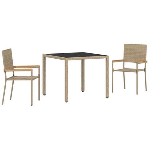 Set da Pranzo per Giardino 3 pcs Beige 90 x 90 x 75 cm - Foto 1