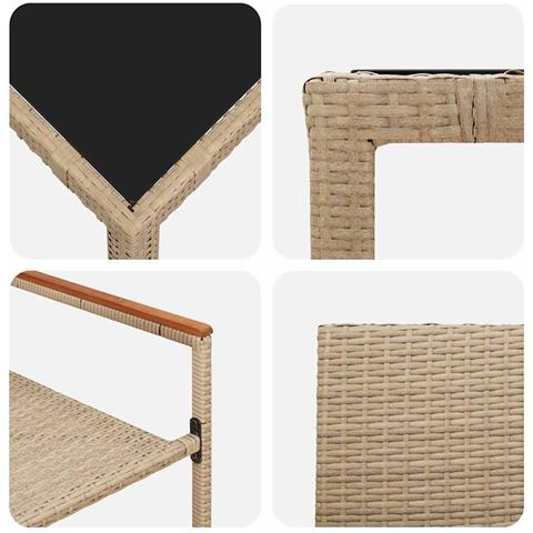 Set da Pranzo per Giardino 3 pcs Beige 90 x 90 x 75 cm - Foto 9