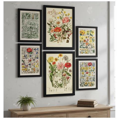 Set Di 6 Stampe Anatomia Dei Fiori In Stampe Vintage, Dipinti Decorativi Estetici Per Il Tuo Soggiorno, Camera Da Letto, Casa A3 & A4 Cornice Nera - Foto 2
