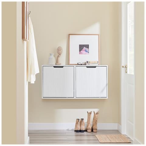 Scarpiera Salvaspazio 2 Ante A Bascule, Montaggio Verticale /orizzontale, Legno Bianco - Foto 2