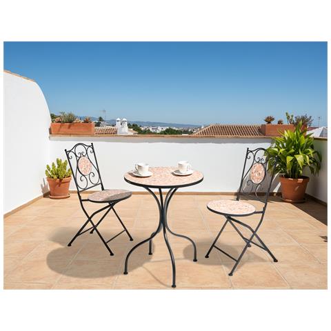 Set Bistrot Pieghevole Adrano Metallo Nero - Foto 1