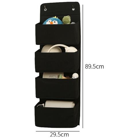 Organizzatore Da Appendere Sopra La Porta Nero - Borsa Portaoggetti A 4 Ripiani In Tessuto Non Tessuto - Foto 2