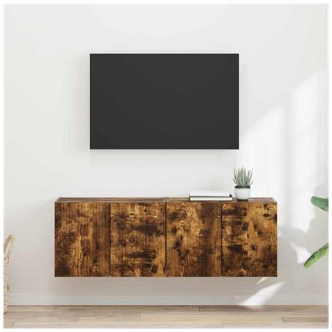 Mobile TV da parete 2 pcs Rovere fumé 59,5 x 31 x 40 cm - Foto 2