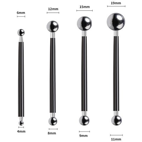 Set Di 4 Punteruoli A Sfera Neri In Acciaio Inossidabile Per Modellazione Argilla - Foto 2