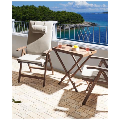 Set Di 2 Sedie Da Giardino Con Cuscini Amantea Premium Legno D \'acacia Tortora - Foto 1