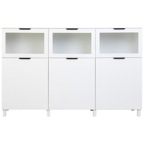 Credenza In Legno Bianco Con 3 Ante E 3 Cassetti 180x42x114h Cm - Foto 2