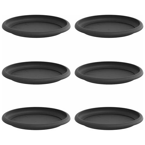 Vassoio Rotondo per Fiori 6 pcs Nero Ø 17,5 x 2 cm Plastica - Foto 1