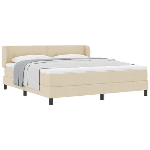 Letto a molle con materasso Crema 180 x 200 cm Tessuto - Foto 1