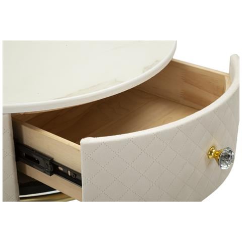 Comodino Toletta Vellit Crema Con Pouf Abbinato Ø52x70 Cm E Ø36x39 Cm - Foto 8