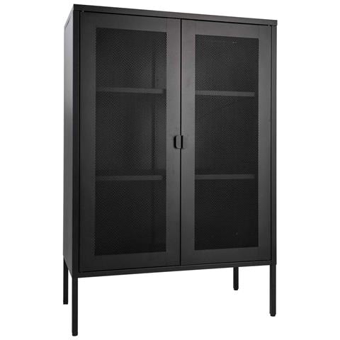 Armadio Melbourne In Acciaio Nero Con 2 Ante A Rete, 80×40×120 Cm - Foto 2