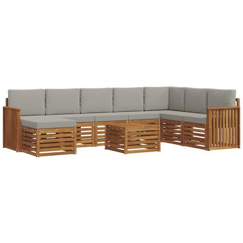 Set divani con cuscino 9 pcs Grigio Naturale e Chiaro - Foto 1