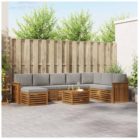 Set divani con cuscino 9 pcs Grigio Naturale e Chiaro - Foto 2