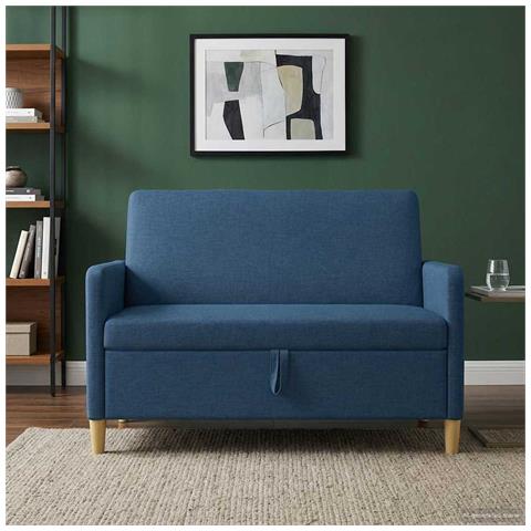Divano con Storage Blu 122 x 78 x 87 cm Poliestere - Foto 2