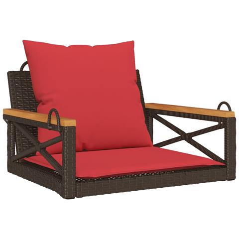 Panchina Dondolo con Cuscini Marrone 63x62x40 cm in Polyrattan - Foto 1