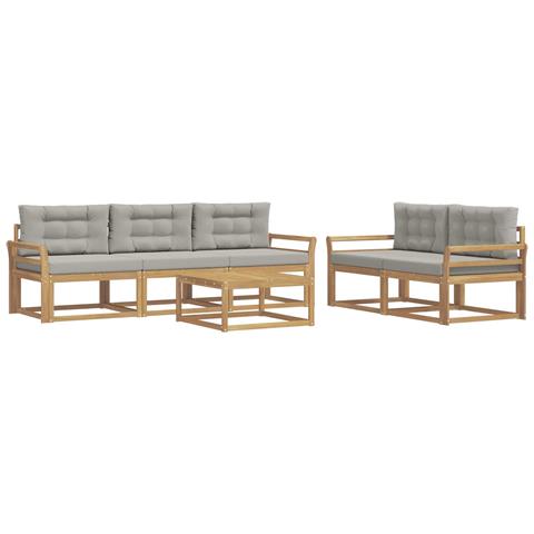 Set di divani da esterno 6 pcs Bianco e Grigio Chiaro - Foto 1