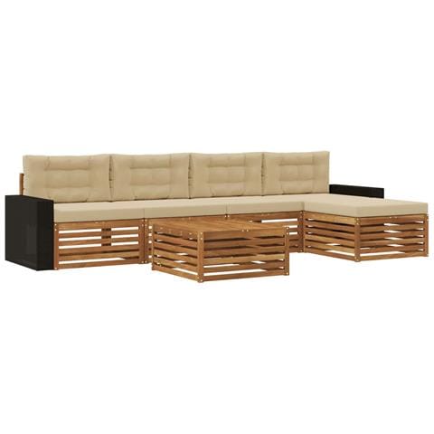 Set di divani da esterno 6 pcs Naturale e Beige 79 x 79 x 37 cm - Foto 1