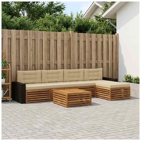 Set di divani da esterno 6 pcs Naturale e Beige 79 x 79 x 37 cm - Foto 2