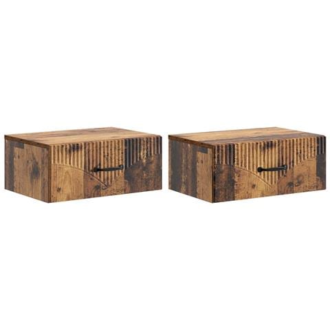 Mobiletto da notte a muro 2 pcs Legno antico 49 x 34,5 x 20 cm - Foto 1