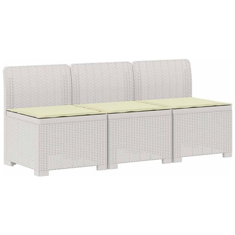 Divano da giardino 3 posti con cuscini in look rattan PP Bianco - Foto 1