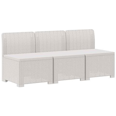 Divano da giardino 3 posti con cuscini in look rattan PP Bianco - Foto 2
