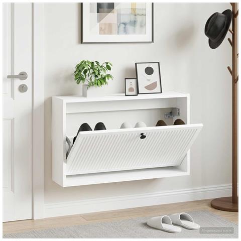 Mobiletto per Scarpe da Muro EDE 71 x 17 x 43 cm Bianco - Foto 2