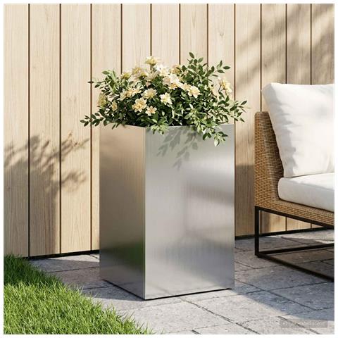 Vaso da giardino Argento 40 x 40 x 50 cm Acciaio zincato - Foto 2