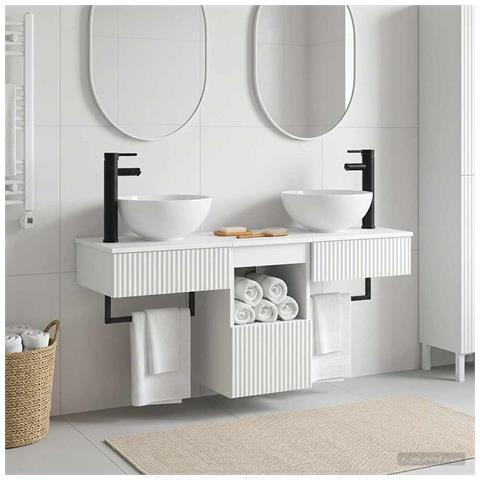 Set di mobili per il bagno 3 pz Bianco Lucido - Foto 2