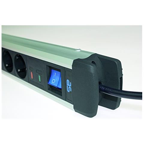 AS Schwabe un 4 moduli Protezione da sovratensione Ciabatta elettrica in alluminio con Interruttore e Protezione Bambini, 1,5 m Cavo, spina Schuko, 1 Pezzi, Bianco, 18360 - Foto 2