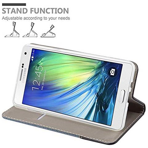 Custodia Compatibile Con Samsung Galaxy A7 2015 In Blu Scuro Nero - Coperchio Protettiva Con Chiusura Magnetica, Funzione Stand E Tasca Per Le Carte - Foto 2