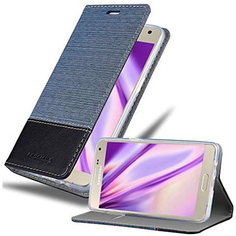 Custodia Compatibile Con Samsung Galaxy A7 2015 In Blu Scuro Nero - Coperchio Protettiva Con Chiusura Magnetica, Funzione Stand E Tasca Per Le Carte - Foto 1