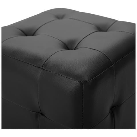 Pouf 2 Pz Nero 30x30x30 Cm In Similpelle - Foto 2