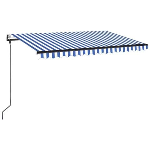 Tenda Automatica con Sensore Vento e LED 450x350 cm Blu Bianca - Foto 1