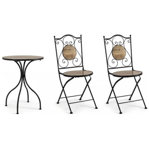 Set 3 Tavolo E 2 Sedie Pieghevole Kansas - Foto 1